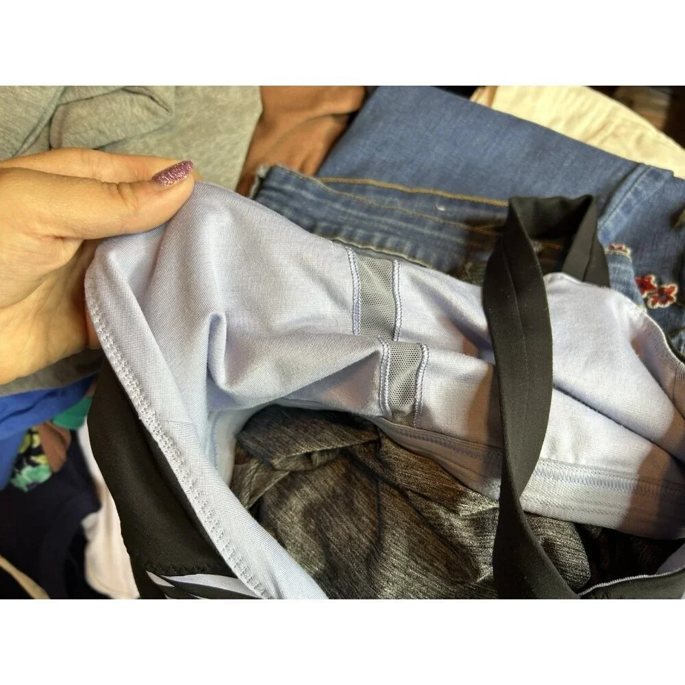 Lululemon Run Back On Track Tank Built in‎ Bra Blue Heathered Gray Drawstring 6